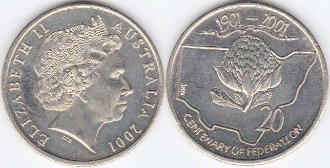 2001 Australia 20 Cents (New South Wales) (Unc) A001406